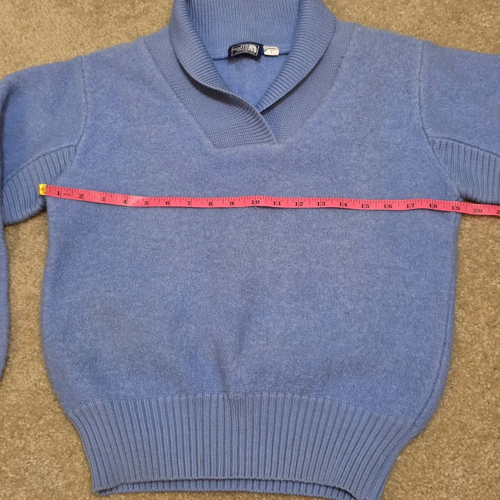 Vintage The North Face - Women's Wool Soft Blue Cowl Neck Sweater Sz Small - Picture 3 of 6